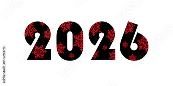 Obraz 2026  number with snowflakes pattern , png