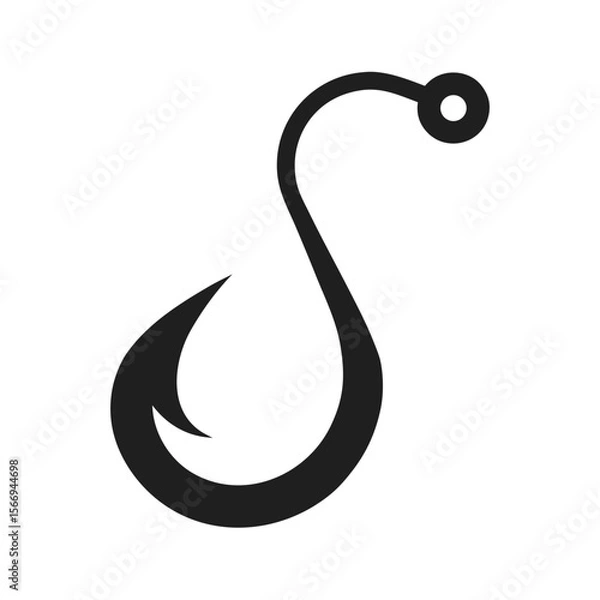 Obraz Black Fishhook Icon with Ripple Effect Minimal Vector