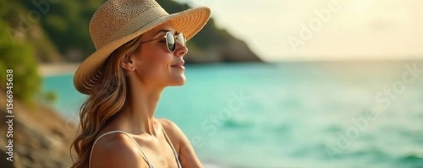 Obraz Peaceful Afternoon Relaxation Stylish Hat, Gentle Breeze, Serene Atmosphere