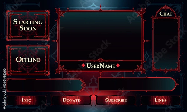 Fototapeta Set of Dark Fantasy User Interface Elements. Fantasy magic stream overlay. Vector Illustration EPS10