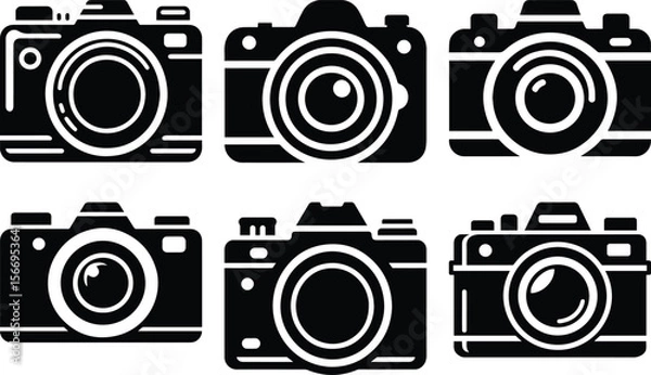 Fototapeta Camera bundle silhouette icon vector art