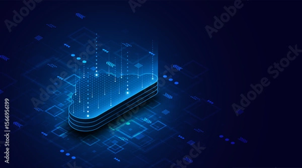 Obraz Abstract cloud technology circuit board. Large data center concept. modern cloud storage technology innovation concept background	