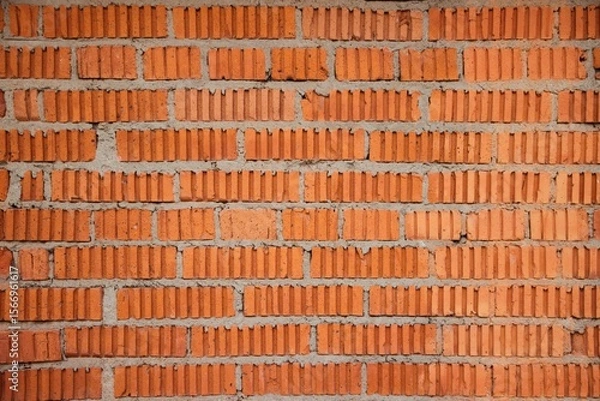 Fototapeta The texture of a brick wall with ribs.