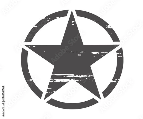 Obraz Distressed Five Pointed Star in a Circle Graphic Element Design