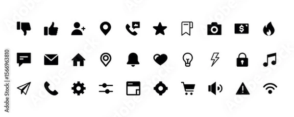 Fototapeta Universal UI Icons A Complete Set of Modern App Symbols