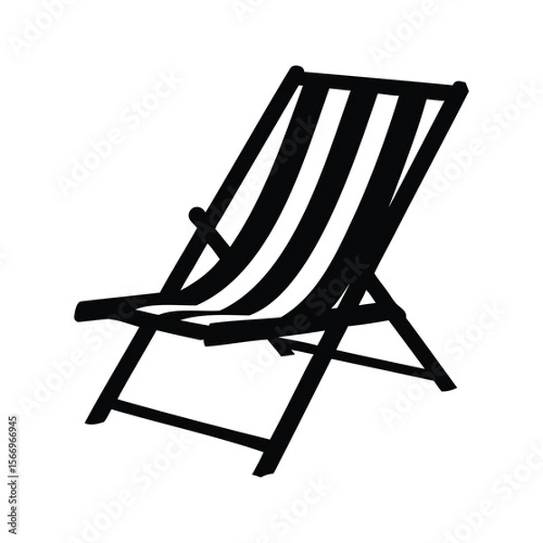 Fototapeta Stylized Silhouette of a Relaxing Beach Deck Chair for Leisure
