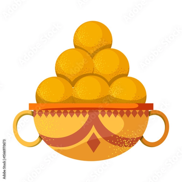 Fototapeta Traditional Indian festival of lights Diwali. Set of attributes for festive decor. Vector illustration. In a flat style on a white background.