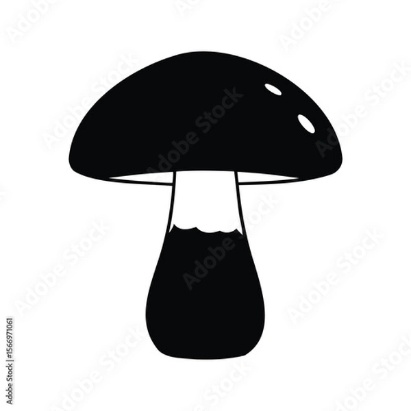 Obraz Simple black and white illustration of a mushroom with a broad cap