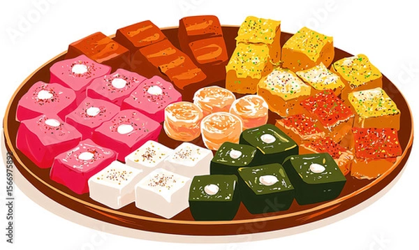 Obraz Vibrant Assorted Sweets Platter: Colorful Candies Artfully Arranged for Festive Indulgence