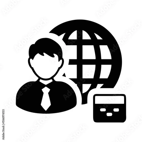 Fototapeta Global Business Solutions Representative with Finances and International Market Icon