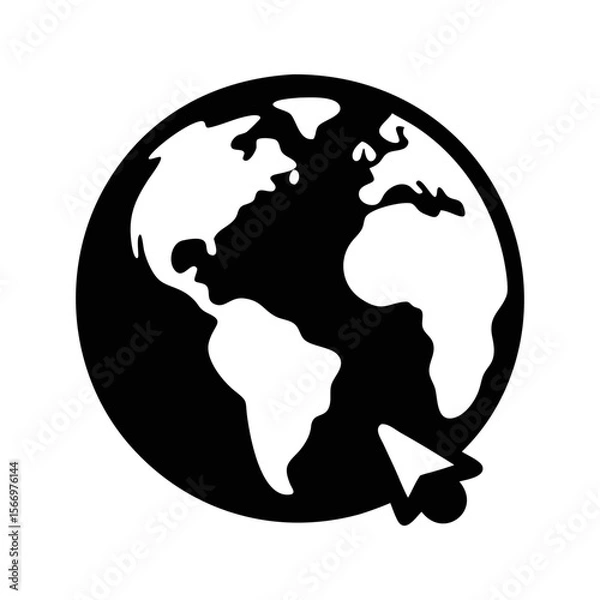 Fototapeta Stylized World Globe with Cursor, Representing Global Online Interaction and Connectivity