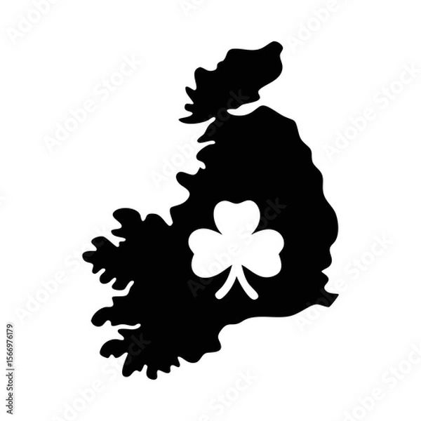 Fototapeta Ireland silhouette with a shamrock for St Patrick's Day celebration design