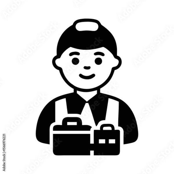 Fototapeta Man with Two Briefcases, Represents Work, Travel, and Business Activities Icon