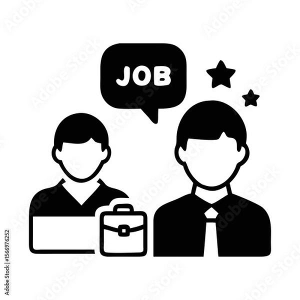 Fototapeta Job hunting, hiring, and recruiting professional icon design with potential employee
