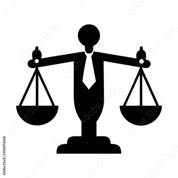 Fototapeta Stylized scales of justice represented as a person symbolizing legal balance