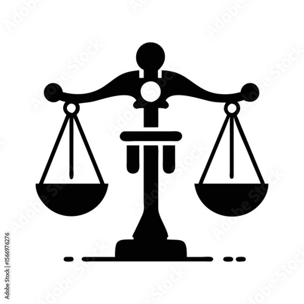 Fototapeta Silhouette illustration of a balance scale representing justice and fairness concept