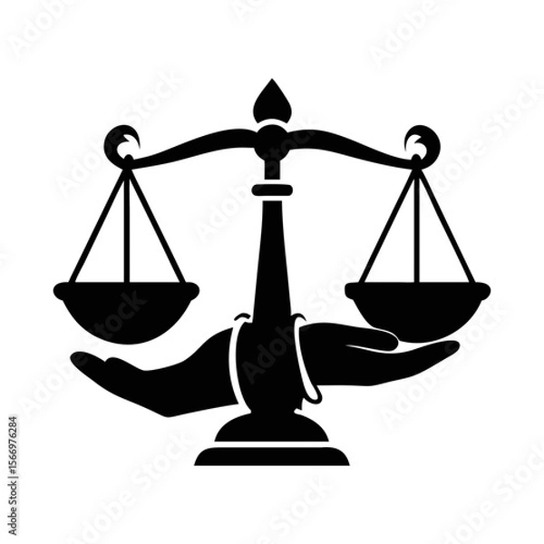 Fototapeta Symbol of Justice Balanced on Hand representing fairness and legal matters