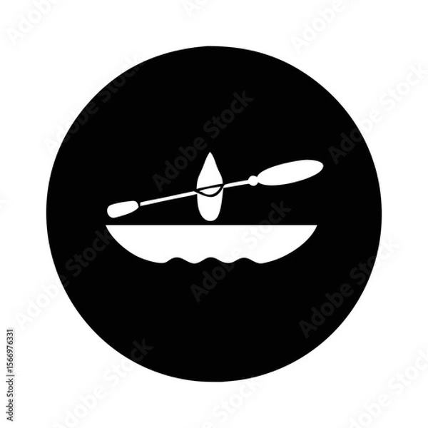 Fototapeta Simple black and white illustration of a kayak on the water