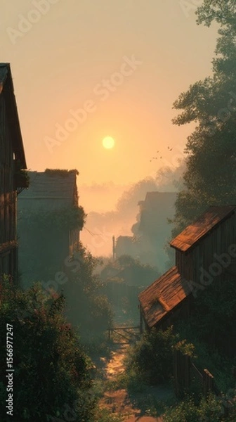 Obraz Sunrise over tranquil cityscape