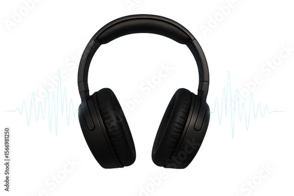 Fototapeta Headphones with Audio Waves for Music Apps, Sound Branding, and Tech UI Icons

