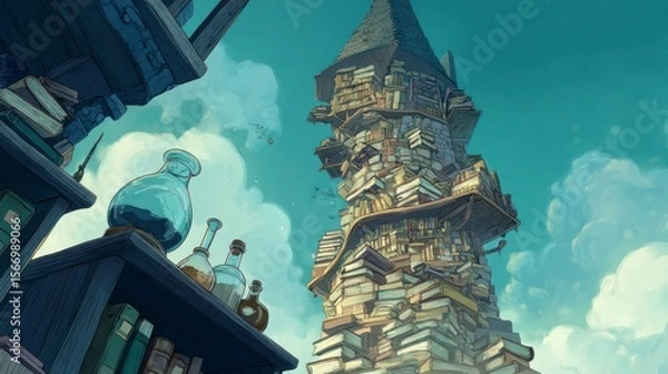 Obraz Towering book library illustration