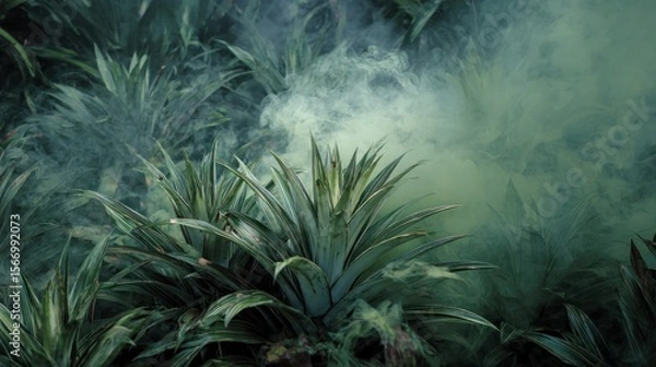 Obraz Tropical foliage misty background