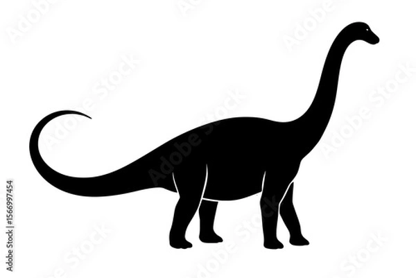 Fototapeta Design a black silhouette of a Amphicoelias Fragillimus white background clean vector shape