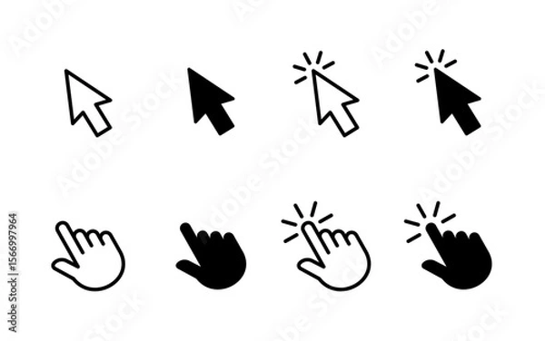 Obraz Mouse cursor click. Computer mouse click cursor icon set