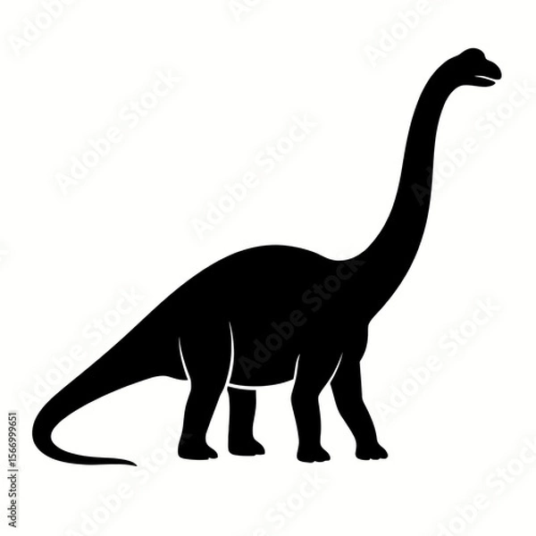 Fototapeta Design a black silhouette of a Brachiosaurus white background clean vector shape