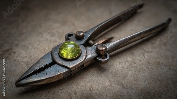 Obraz Vintage metal pliers with gemstone