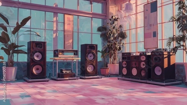 Obraz Vintage stereo equipment display room