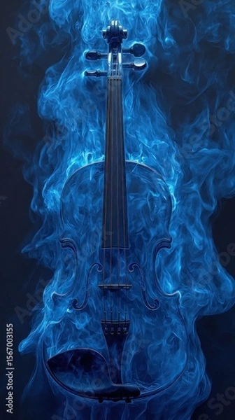 Obraz Violin in blue smoke
