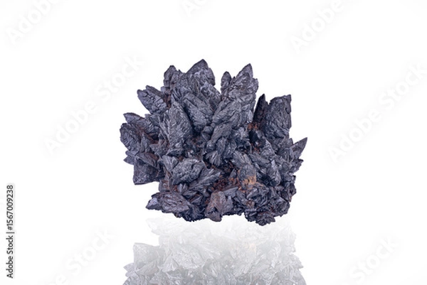 Fototapeta Descloizite. Specimen from Berg Aukas, Namibia. photography isolated on white blackground. macro detail background. close-up mineral crystal unpolished semi-precious gemstone.
