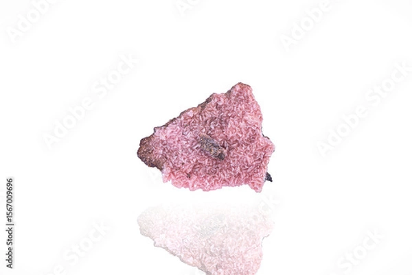 Fototapeta Pink Rhodochrosite crystals. Specimen from N'Chwaning 2, South Africa. photography isolated on white blackground. macro detail background. close-up mineral crystal unpolished semi-precious gemstone.
