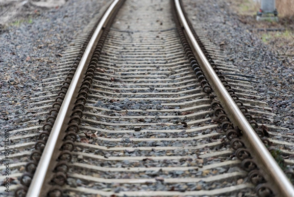 Obraz Railway tracks in Poland. Symbolism of the road and the passage of time.