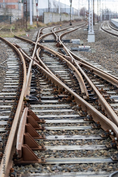 Obraz Railway tracks in Poland. Symbolism of the road and the passage of time.