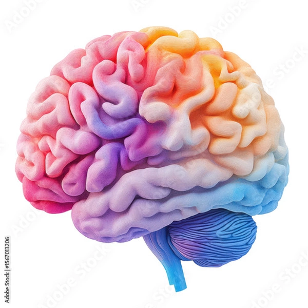 Fototapeta Exploring neuroplasticity in colorful brain digital gallery abstract isolated on transparent background