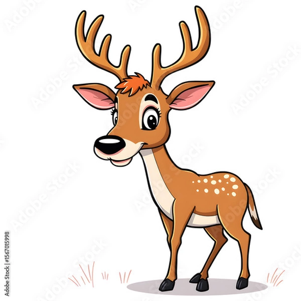 Fototapeta A cartoon deer with antlers and a smile on its face