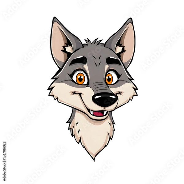 Fototapeta A cartoon wolf with a big smile on its face