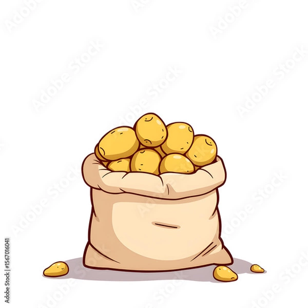 Fototapeta A bag of potatoes is shown with a white background