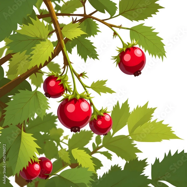 Fototapeta A bunch of red berries hanging from a tree