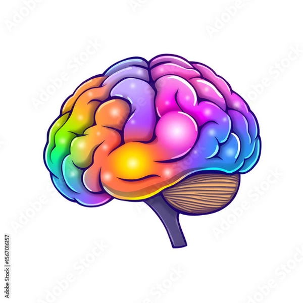 Fototapeta A colorful brain with a purple stem