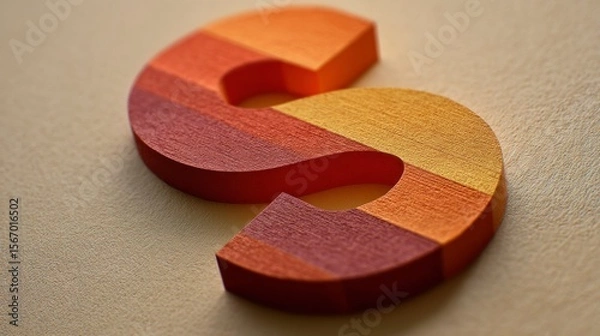 Obraz Wooden letter s in warm colors abstract design element