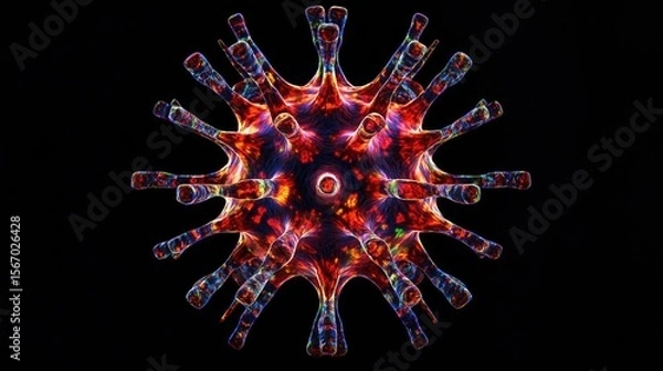 Fototapeta An artistic stylized representation of the HIV virus in a vibrant color scheme