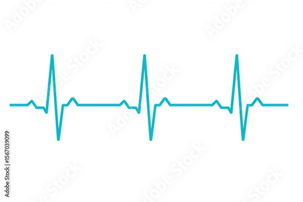 Fototapeta A flat teal heart rhythm graphic representing heartbeat and pulse, perfect for healthcare or medical design, ensuring a healthy life.