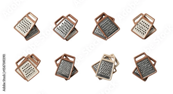 Fototapeta Versatile Assorted Graters for Efficient Kitchen Use and Culinary Preparation in Home Cooking, isolated on a transparent background