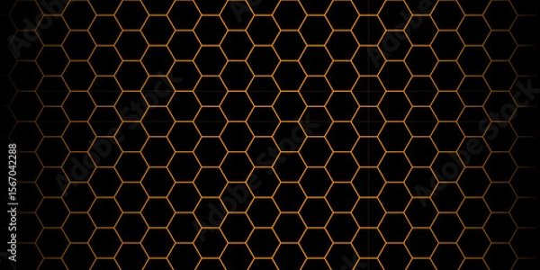 Fototapeta geometric hexagonal shapes for a tech metal mesh texture backdrop. Honeycomb-patterned vector illustration. geometric hexagonal grid for a sweet, yellow, and orange abstract background. hexagonal mesh