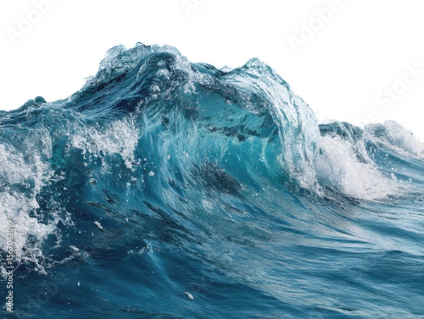 Fototapeta Crashing waves ocean shore nature calm environment isolated on transparent background