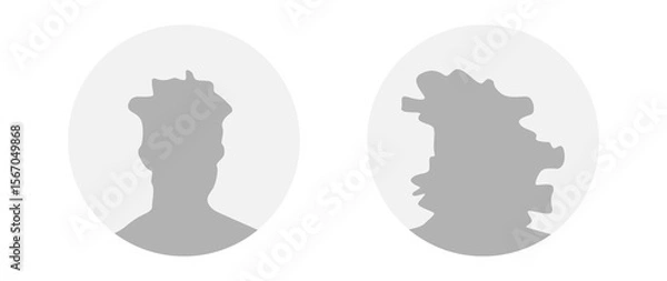 Fototapeta Flat illustration in grayscale. A man and a woman. Avatar, user profile, person icon, profile picture. Suitable for social media profiles, icons, screensavers and as a template.