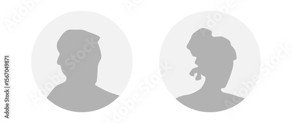 Fototapeta Flat illustration in grayscale. A man and a woman. Avatar, user profile, person icon, profile picture. Suitable for social media profiles, icons, screensavers and as a template.